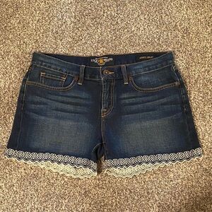 Lucky Brand Blue Denim Shorts with White Lace